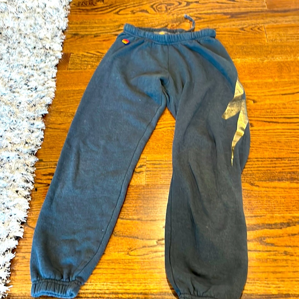 Gold lighting bolt Aviator Nation women’s sweatpants